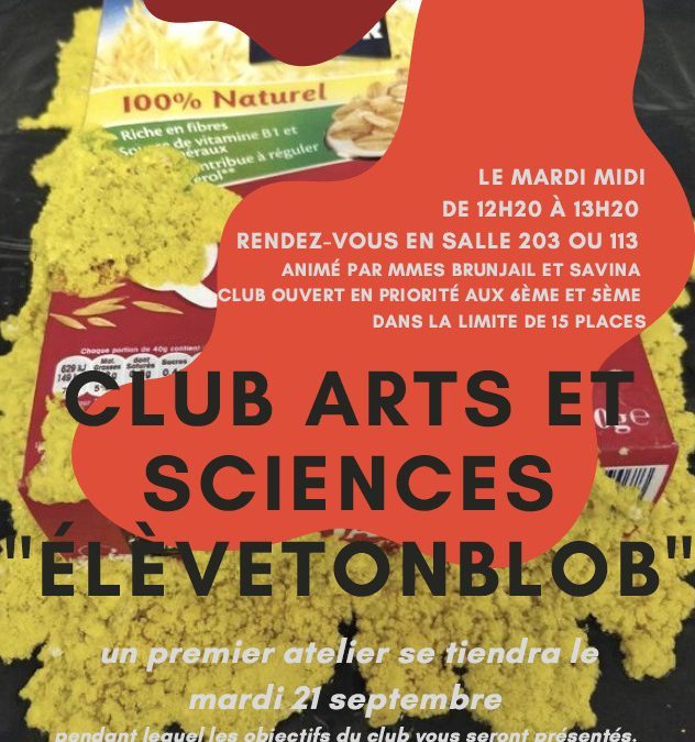 Ouverture du club Arts et Sciences : « ElèveTonBlob »